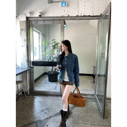 红人馆牛仔外套女款秋季2025新款小香风巨好看的蓝色休闲美式上衣