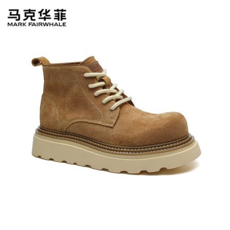 马克华菲头层牛皮马丁靴男款冬季户外休闲鞋百搭潮流中帮靴子男秋