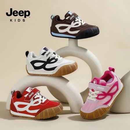 jeep吉普童鞋男女童运动阿甘鞋2025秋季新款软底防滑轻便魔术贴鞋