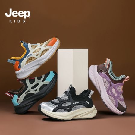 Jeep男童鞋子2025秋季新款网面运动鞋一脚蹬跑步网鞋透气童鞋儿童