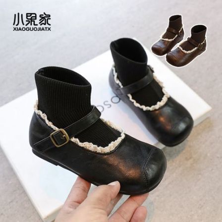 女童靴子2025新款儿童短靴宝宝袜靴连袜女童靴洋气小公主女孩秋季