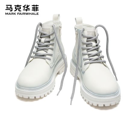 马克华菲马丁靴男士2025新款白色情侣马丁靴增高潮流机车靴男短靴