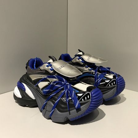 【明星同款】潮牌男鞋高级感克莱因蓝色老爹鞋情侣解构绑带运动鞋