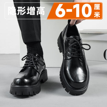 德比皮鞋男士隐形厚底内增高10cm正装商务结婚新郎真皮休闲西装鞋