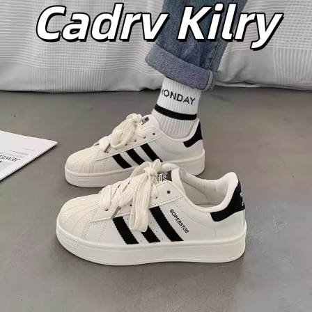 官网小c&k真皮贝壳头女鞋秋季德训小白鞋初中生爆款运动休闲板鞋