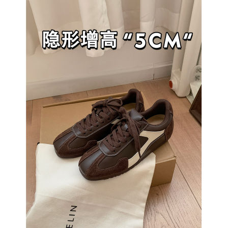 内增高版！真皮复古芭蕾德训鞋女2025秋季新款系带休闲运动阿甘鞋