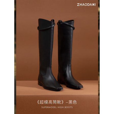 赵大喜自制【现货】战靴！加绒高筒骑士靴｜百搭头层牛皮长筒靴女