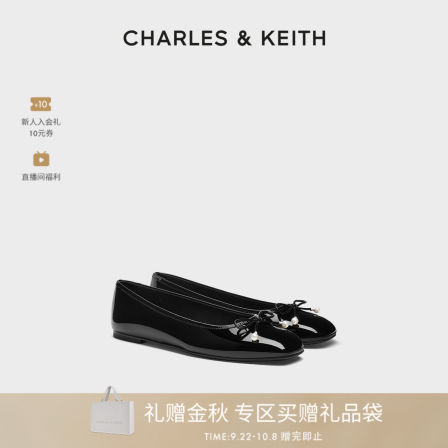 CHARLES&KEITH25冬新款CK1-70920220法式平底蝴蝶结芭蕾舞鞋单鞋