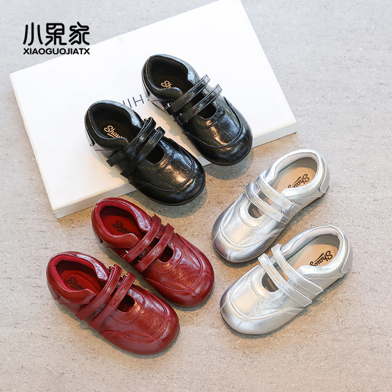 女童皮鞋秋冬儿童鞋子英伦风单鞋小女孩红色童鞋女宝秋季银色复古主图