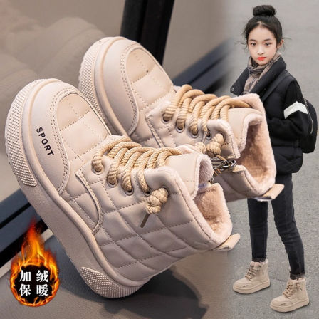 李­­­宁氢云女童雪地靴2025新款儿童加绒保暖二棉鞋中大童女孩