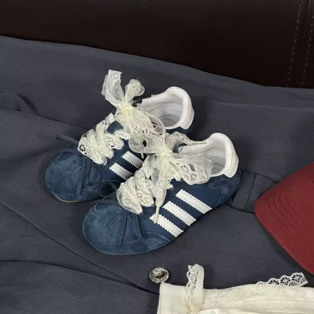ASLN新品女童德训鞋单网透气韩版蝴蝶结蕾丝儿童宝宝运动鞋女孩