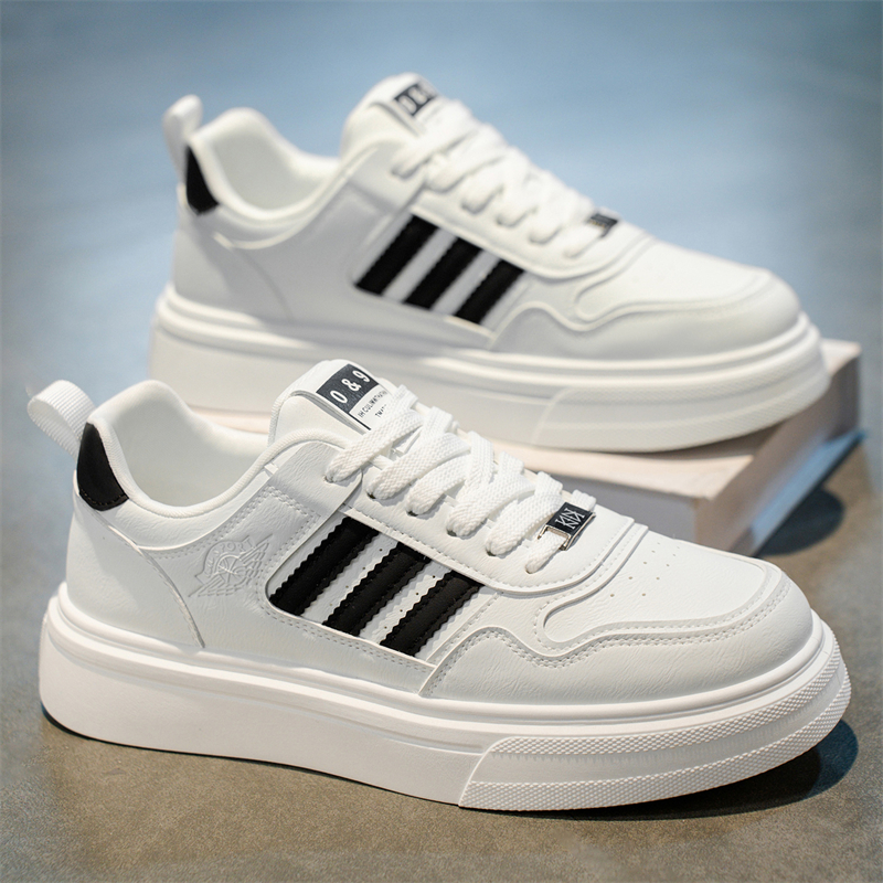 男鞋秋季皮面欧洲站高级感空军aj一号厚底板鞋运动休闲德训小白鞋主图