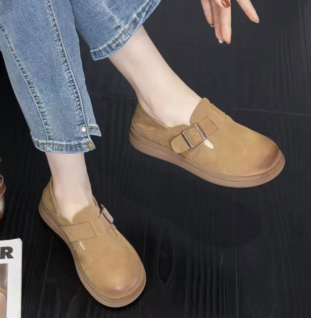 勃肯鞋女2025秋季新款复古两穿懒人一脚蹬单鞋休闲平底鞋主图