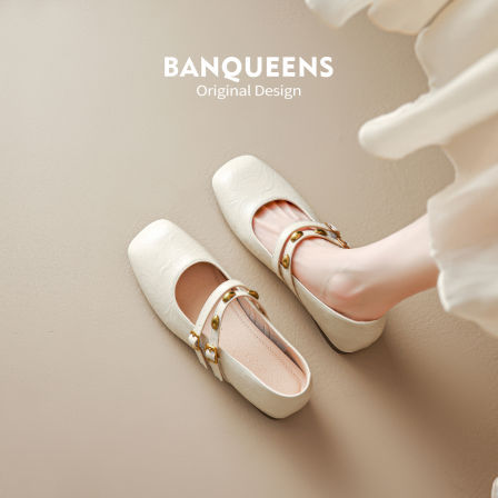 真皮版!半曲4cm隐形增高玛丽珍鞋2025新款法式小金豆单鞋女通勤鞋