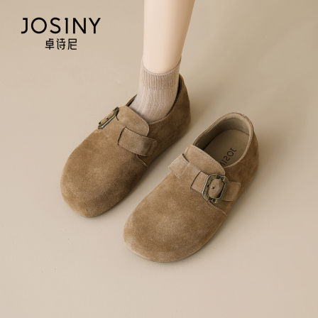 卓诗尼厚底勃肯鞋女2025秋季新款复古外穿女鞋子内增高软底小皮鞋