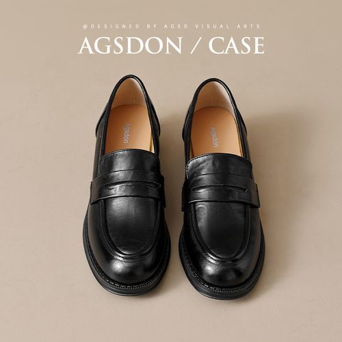 【奥古狮登】乐福鞋女英伦风小皮鞋增高3.5CM通勤单鞋P551008AA主图