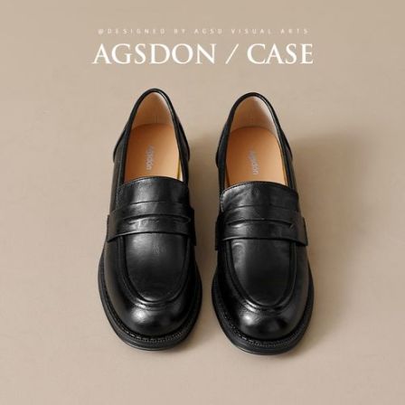 【奥古狮登】乐福鞋女英伦风小皮鞋增高3.5CM通勤单鞋P551008AA