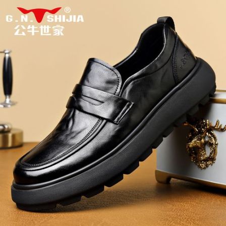 G.N.Shi Jia/公牛世家春秋季男士百搭真皮透气软底防滑商务爸爸鞋