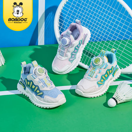 巴布豆儿童小白鞋男童白色运动鞋2025春秋新款学生纽扣鞋女童鞋子