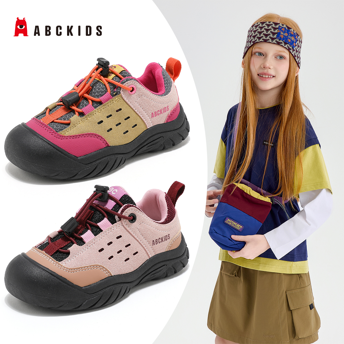 ABCkids儿童运动鞋2025秋季新款女童户外休闲鞋子轻便百搭登山鞋主图