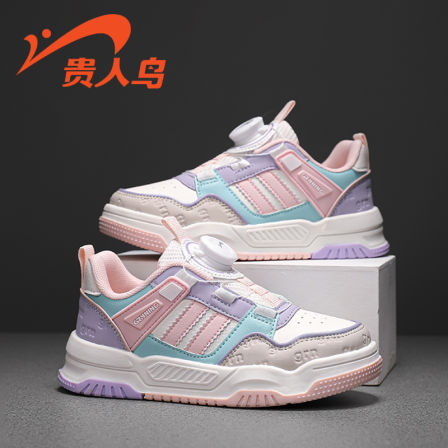 贵人鸟女童鞋潮牌板鞋秋季2025新款旋钮扣透气防滑女孩低帮运动鞋