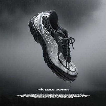 多嘴驴Donkey银色运动鞋男秋季千禧风厚底轻便登山鞋复古赛车鞋女