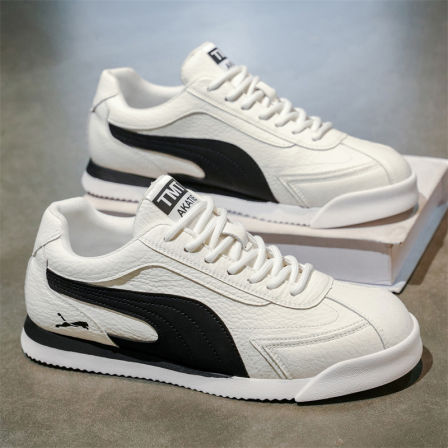 阿甘男鞋秋季皮面欧洲站休闲板鞋高级感潮流百搭运动男士小白板鞋