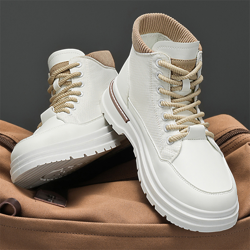 男鞋秋季2025新款厚底运动增高工装男士英伦高级感大码白色马丁靴主图