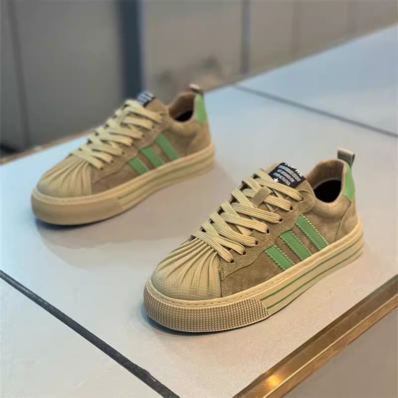 欧洲站男鞋2025新款秋季防滑软底休闲板鞋翻毛皮复古增高运动潮鞋主图