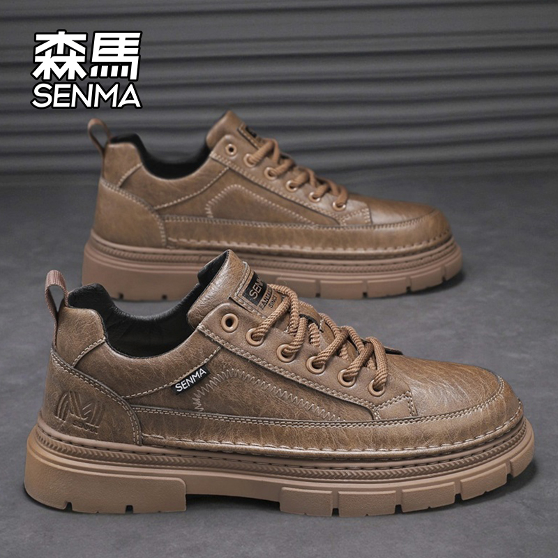 森马商务皮鞋男款秋季2025新款英伦风休闲低帮马丁靴男士工装潮鞋主图