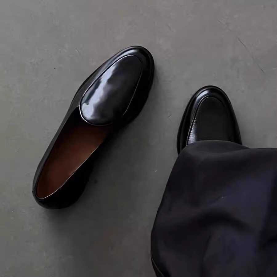 一脚蹬乐福鞋男款厚底增高商务正装黑色复古休闲通勤小众德比皮鞋主图