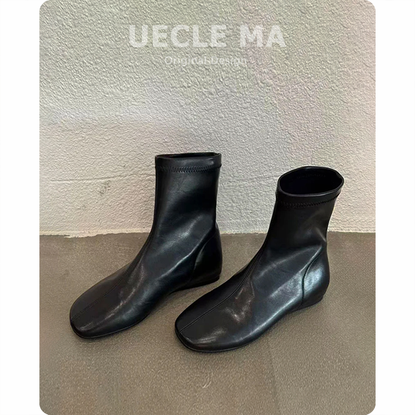 牛皮版~内增高短靴女2025春秋款复古黑色马丁靴小个子法式瘦瘦靴主图