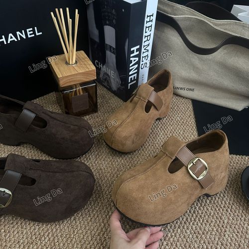 L玲L哒~2025 甜美 懒人 一脚蹬秋季鞋 单鞋增高中跟皮鞋复古女鞋主图