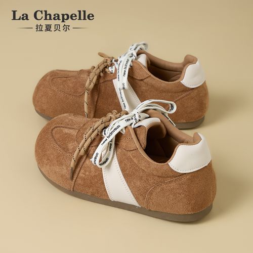 拉夏贝尔女鞋2025秋季新款内增高百搭板鞋复古德训鞋运动休闲鞋子主图