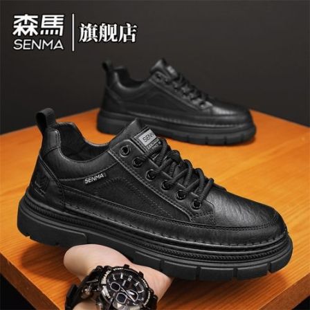 森马男鞋秋季复古英伦风低帮板鞋男士百搭工作商务皮鞋正装休闲鞋