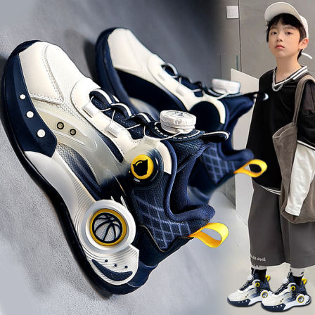 儿童篮球鞋2025新款秋季男童运动鞋皮面防滑中大童男孩跑步鞋子男