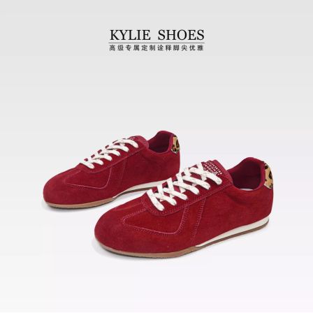 【英·为你】不累脚内增高酒红色德训鞋女2025秋季百搭软底阿甘鞋