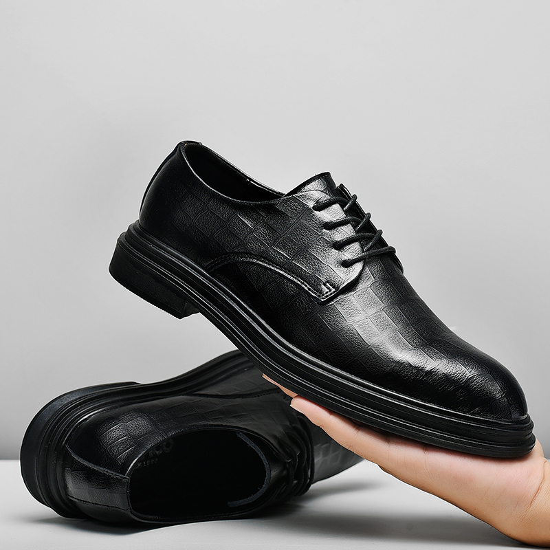皮鞋男士秋季真皮商务正装增高黑色英伦布洛克工作婚庆新郎结婚鞋主图