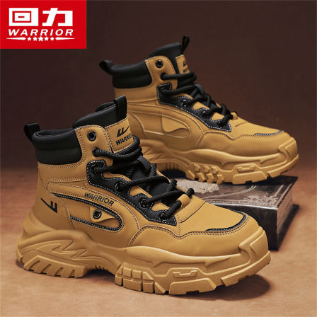 回力马丁靴男鞋秋季2025新款高帮皮面运动休闲登山防滑工装大黄靴