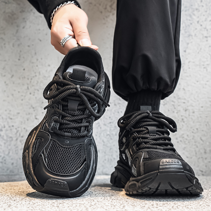 男鞋秋季青少年厚底增高宽脚大头黑武士运动休闲高级感潮牌老爹鞋主图