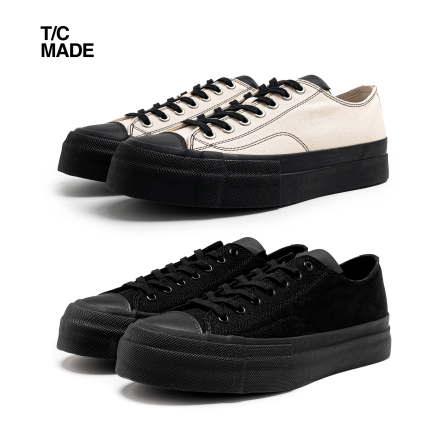 TCMADE 005全黑武士 硫化高密帆布鞋 日系厚底增高低帮鞋男女同款