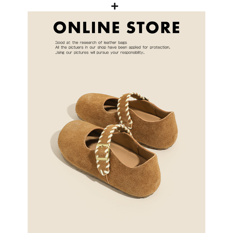 真皮~慵懒风全包勃肯鞋女厚底2025新款春秋玛丽珍鞋复古软底单鞋主图