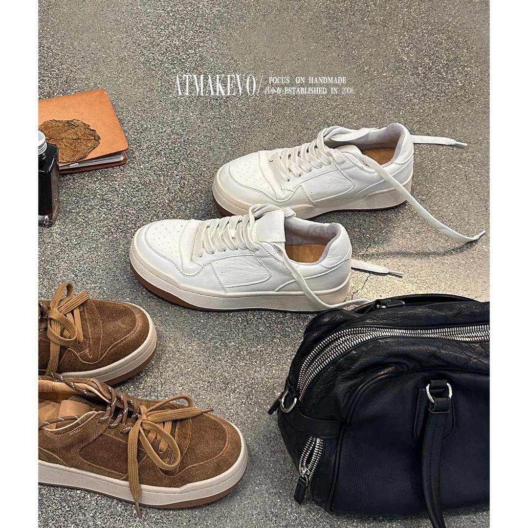 吕小布|行千里经典小白鞋继承者 真皮透气极简休闲运动板鞋女0682主图