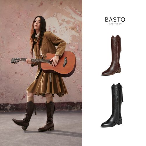 【百丽集团百思图】暖系流光25冬新骑士靴粗跟尖头长筒靴F3017DG5主图