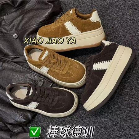 XIAOJIAOYA【棒球德训】“复古风松糕厚底系带百搭休闲鞋”（跟高6）