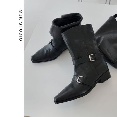 【全手工】小众设计两穿可折叠水洗马皮25秋冬新款骑士靴尖头中筒靴