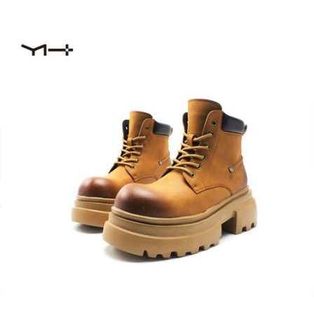 251511秋冬新款厚底7公分增高大头机车风系带马丁靴男鞋