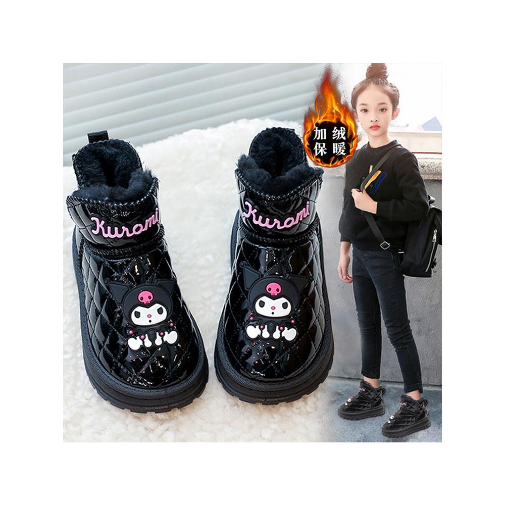 官网C&k库洛米女童棉鞋加绒保暖2025新款女孩黑色雪地靴儿童冬靴主图