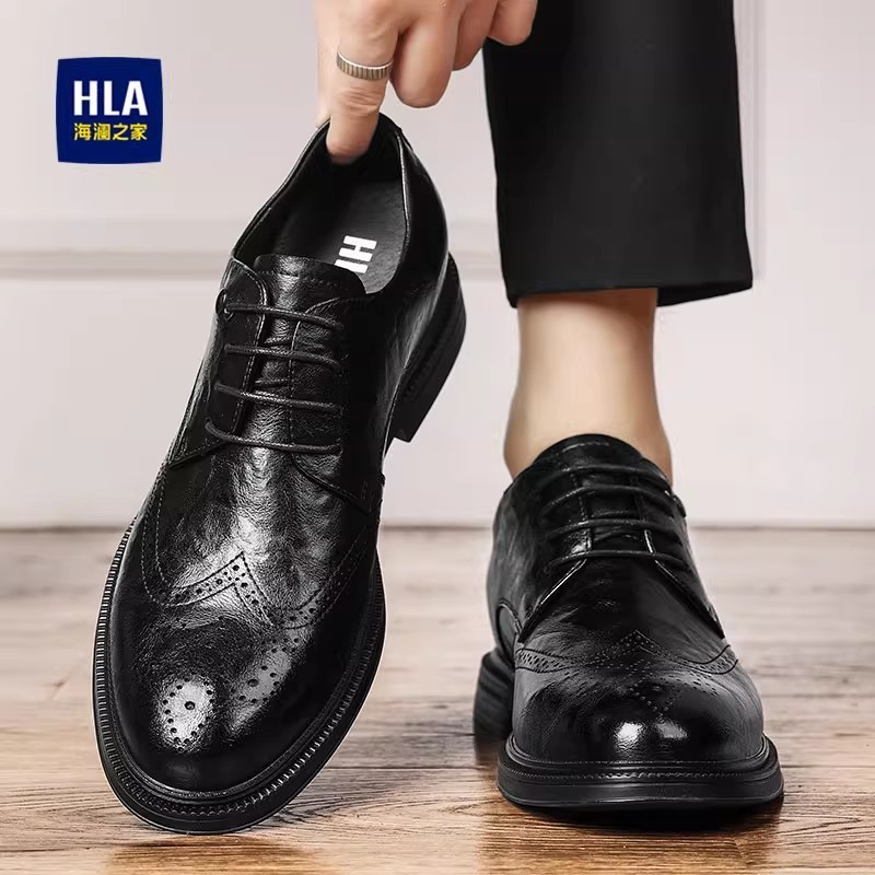 海澜之家内增高皮鞋8cm10男士真皮商务正装新郎结婚鞋休闲德比鞋6主图