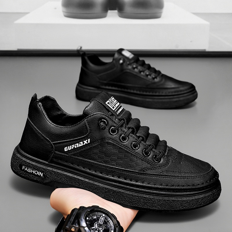 男鞋秋季2025新款一脚蹬皮鞋男士开车全黑公务通勤休闲板鞋运动鞋主图